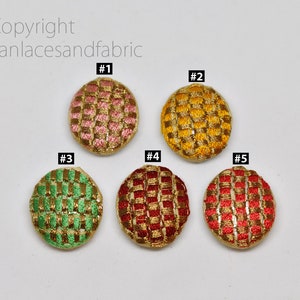 12 Pieces Handcrafted Buttons Indian Embroidered Decorative Button