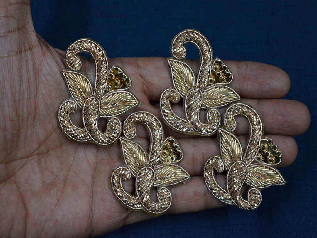 5 Pc Indian Appliques Patches Embroidery Rhinestone Beaded Bridal