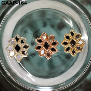 50 Indian Handmade Floral Applique Patches – Real Mirror Work Gold Zardozi Embellishments for Bridal, DIY Crafts, Sewing, and Home Decor