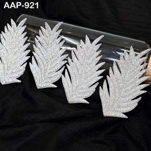 4 toppe decorative fatte a mano in rilievo argento foglia ricamata filo da cucito indiano abiti toppe artigianali appliques borse di fornitu
