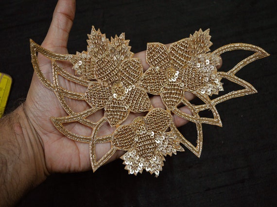 2 Gold Floral Applique Patches: Embroidered Indian Wedding Dress Embellishment - Etsy 2 Gold Floral Applique Patches: Embroidered Indian Wedding Dress Embellishment - Etsy