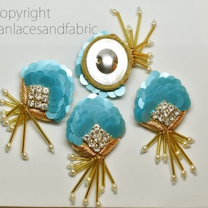 5 Pieces Sequins Button Indian Decorative Handcrafted Crafting Sewing Beaded Collectible Embellishment for Wedding Dress Clutches Home Decor