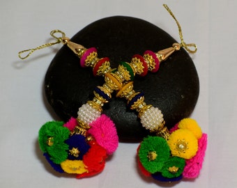 25 pc Tribal Pom-Pom Tassels: Banjara Boho Key Charm Accessories