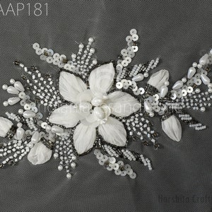 1 Piece Beaded Applique Patches Handmade Embroidered Floral Applique Women Dress Sewing Indian DIY Crafting Supply Home Wall Decor