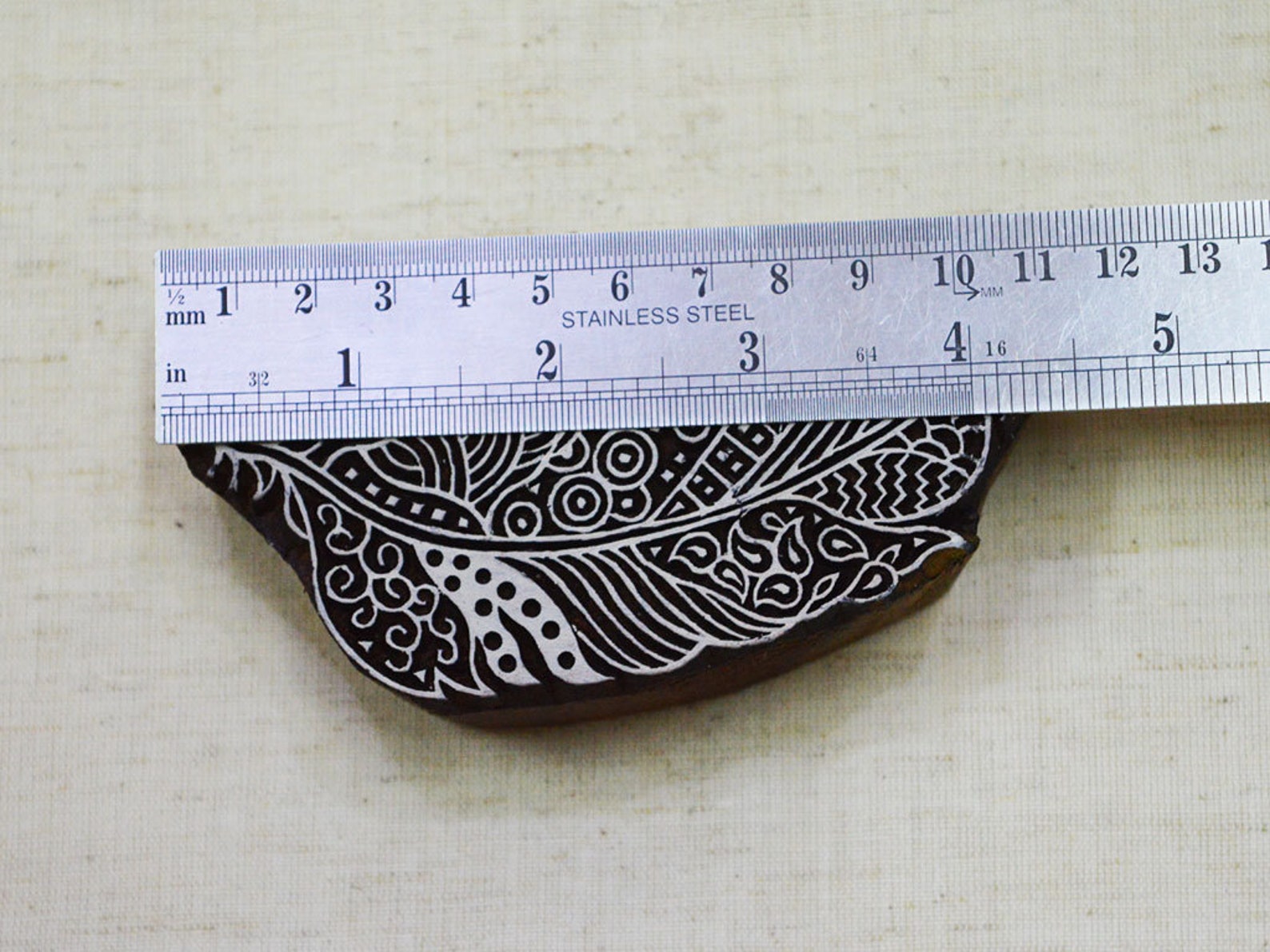 Feather Leaf Wooden Stamp Block Printing Hand Carved Indian Etsy