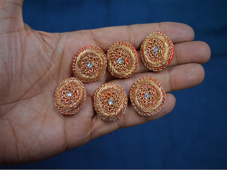 Handcrafted Fabric Button embroidered Sold by 5 Pieces Crafting Sewing Accessories Indian Embellishment Decorative Boutique material button