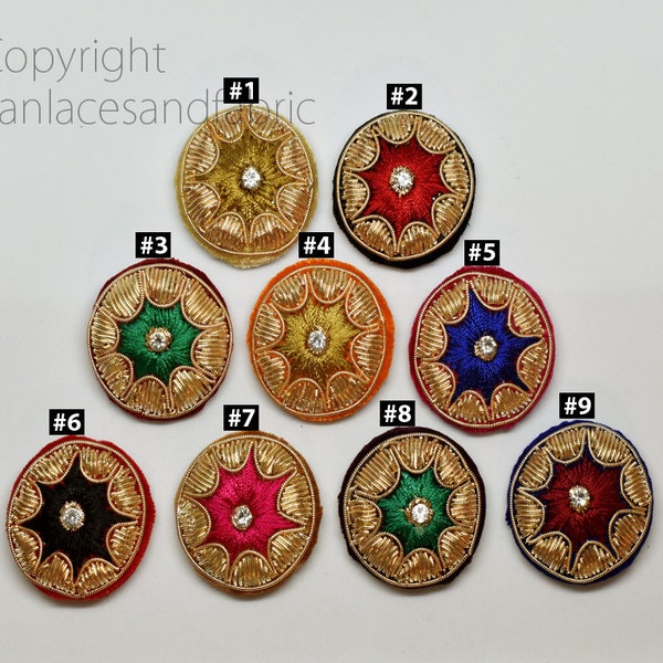12 pièces décoratif Zardozi artisanal indien brodé fantaisie main broderie bouton tissu recouvert de tissu artisanat couture