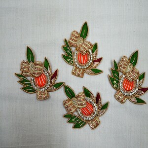 2 Pair Beaded Embroidery HandCrafted Appliques Crafting Decorative Patches Embroidery Applique Denim Patch Sew Patch Floral Patches for Tops