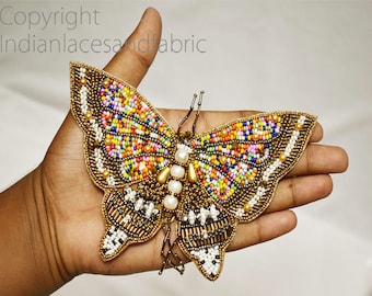 3 sztuka motyl naszywki z koralikami aplikacje indyjskie ręcznie robione szycie dekoracyjne suknie ślubne DIY Crafting Home Decor poszewki