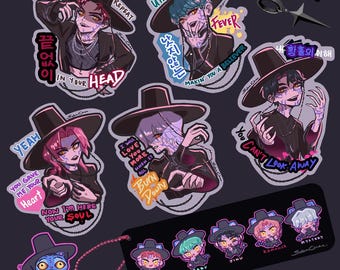 Sep Pre-order- &quot;Your Idol&quot; Saja Boys - Kpop Demon Hunter - A5 Sticker Sheet + Keychain set
