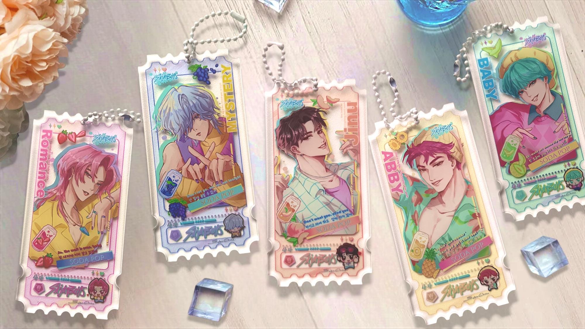 Sep Pre-order- Saja Boys Soda Pop - Kpop Demon Hunter - Acrylic Keychains & Phoncharm set