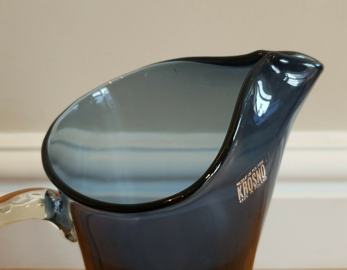 1970s Krosno Glass Pitcher Jug And 4 Glasses Jaffe Rose Made Etsy