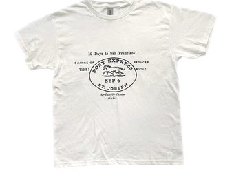 Retro Pony Express T-Shirt: Handmade Screen Print Baby Tee 90s y2k style retro