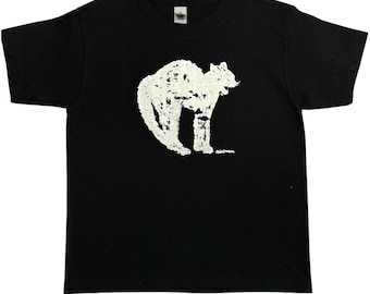 Vintage black cat Graphic Baby Tee: Handmade Screen Print retro graphic tshirt, 90s y2k, grunge, goth, Halloween aesthetic