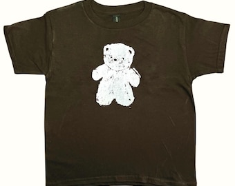 Vintage teddy bear Graphic Baby Tee: Handmade Screen Print retro graphic tshirt, 90s y2k, coquette, classic, cute  aesthetic