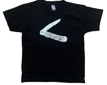 Vintage Pocket Knife Baby Tee: Handmade Screen Print, graphic tshirt 90s y2k grunge goth style