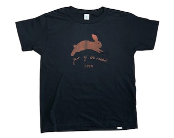 Year of the Rabbit 1999 Baby Tee: Hand Screen Print Chinese Zodiac graphic T-Shirt