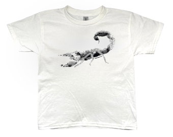 Scorpion Graphic Baby Tee: Handmade Screen Print, graphic tshirt 90s y2k style, vintage aesthetic
