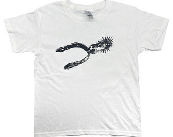 Vintage boot spur Graphic Baby Tee: Handmade Screen Print graphic tshirt, 90s y2k retro style, western, cowboy