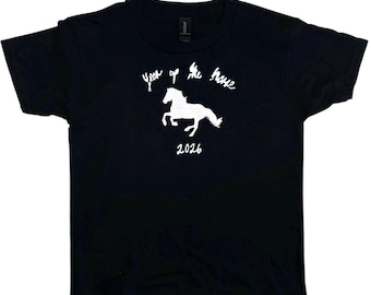 Year of the Horse 2026 Baby Tee: Handmade Graphic T-Shirt y2k Chinese zodiac, retro vintage style graphic Tshirt, baby tee fit