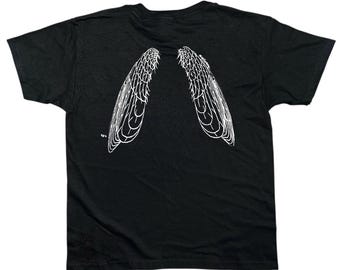 Angel wings Baby Tee: Hand Screen Print Y2K 90s graphic T-Shirt whimsical retro style, vintage coquette aesthetic