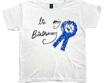 It’s my birthday ribbon Baby Tee: Retro 90s Y2K Screen Print graphic tshirt,  vintage style, retro summer tshirt, handmade graphic tshirt