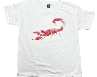 Scorpion Graphic Baby Tee: Handmade Screen Print Tshirt, 90s y2k style, retro vintage aesthetic