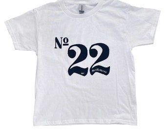 White No 22 Graphic baby Tee: Retro Y2K 90s racer Screen Print graphic tshirt