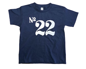 Navy No 22 Graphic T-Shirt: Vintage Racer Style baby tee varsity style, 90s y2k style retro baby tee, graphic tshirt