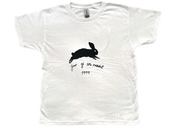 Year of the Rabbit 1999 Baby Tee: Hand Screenprint Graphic T-Shirt 90s Chinese zodiac