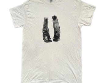Vintage 70s boots graphic adult  tee, unique gift, retro graphic tee, rockstar aesthetic, western aesthetic, cowboy, cowgirl boots, y2k, 90s