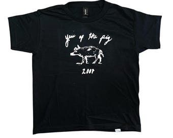 Year of the Pig 2007 Baby Tee: Hand Screenprinted Retro Graphic T-Shirt