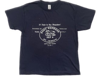 Retro Pony Express baby tee : Hand Screen Printed graphic Tshirt, 90s y2k style, vintage aesthetic