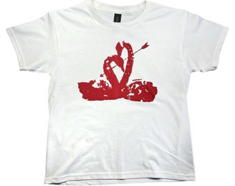 Vintage Swan Lovers Baby Tee: Hand Screen Print Graphic T-Shirt, 90s y2k romantic style, Valentine’s Day