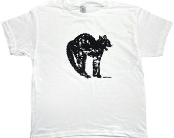 Vintage black cat Graphic Baby Tee: Handmade Screen Print retro graphic tshirt, 90s y2k, grunge, goth, Halloween aesthetic