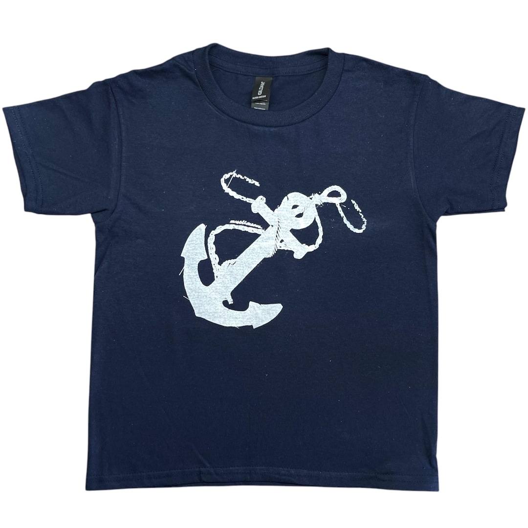 Vintage anchor graphic baby tee, nautical aesthetic tshirt, handmade screen print design, 90s, 00s, y2k, retro aesthetic,marine graphic tee