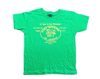 Retro Pony Express baby tee: Handmade Screen Print Baby Tee 90s y2k vintage style, graphic Tshirt, vintage retro style