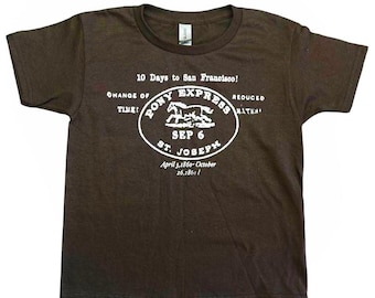 Retro Pony Express T-Shirt baby tee fit : Handmade Screen Print retro Baby Tee, 90s, Y2K, retro style graphic tee, western vintage style tee