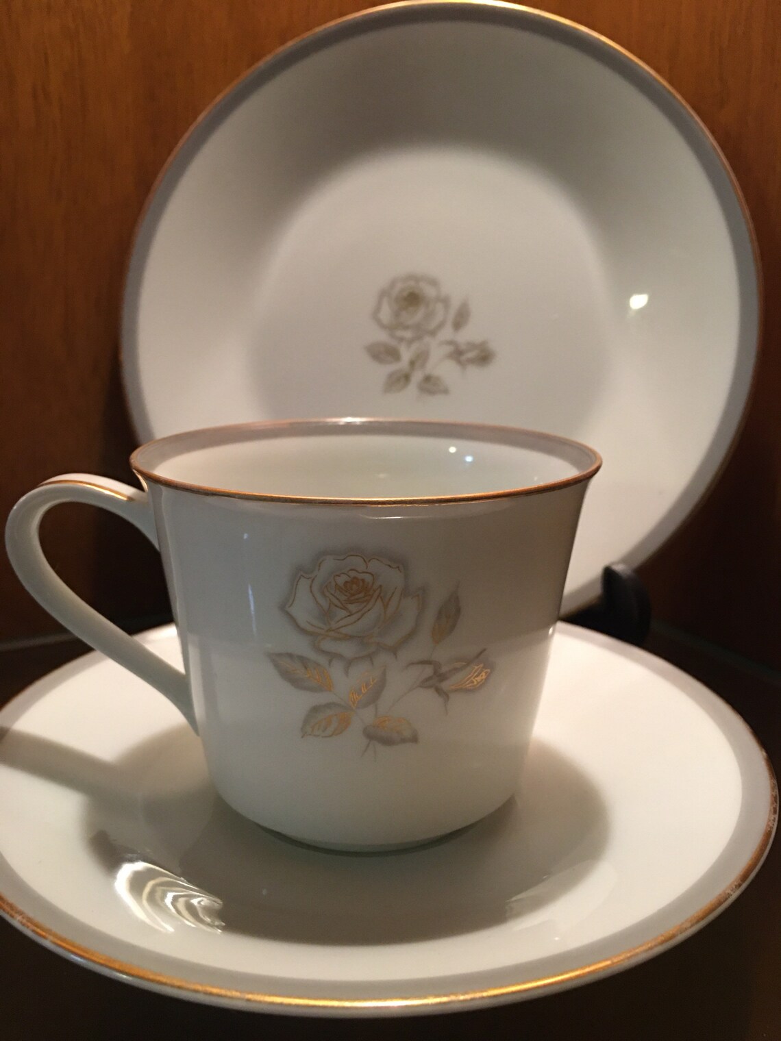 Noritake Blair Rose tea cup saucer and cake plate set. Etsy