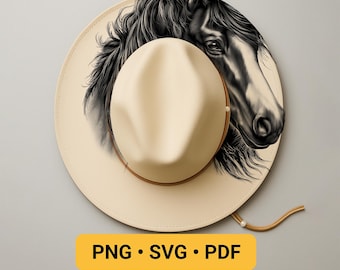 Hat Laser Engraving Design, Horse Hat Burning Stencil, Wide Brim Hat Burning Template, Western Pyrography Design, Commercial Included