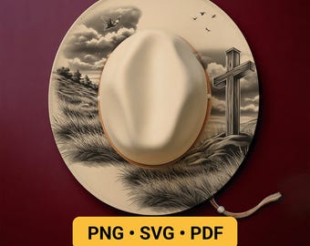Hat Engraving Design for Cowboy Hat, Bible Verse Hat Burning Stencil, He is Risen Wide Brim Hat Burning Template, Cross Pyrography Design