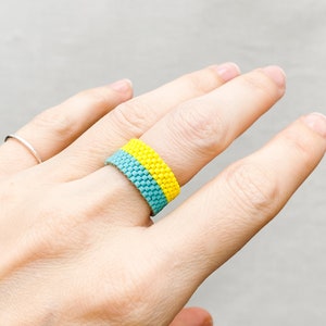Support Ukraine, Patriotic Ukraine Ring, Blue yellow Ukraine ring, Ukrainian flag ring, Ukraine sellers jewelry, Made by Ukrainian