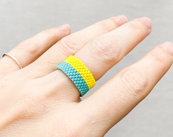 Patriotic Ukraine Ring, Blue yellow Ukraine ring, Ukrainian flag ring, Ukraine sellers jewelry, Made in ukraine, Ukraine themed jewelry