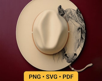 Hat Laser Engraving Design, Horse Hat Burning Stencil, Wide Brim Hat Burning Template, Western Pyrography Design, Commercial Included