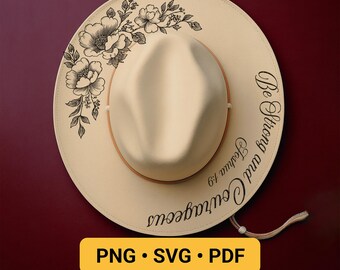 Hat Engraving Design for Cowboy Hat, Bible Verse Hat Burning Stencil, Wide Brim Hat Burning Template, Cross and Rose Laser Pyrography Design