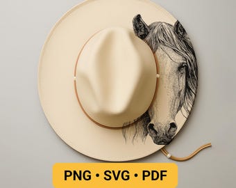 Horse Hat Burning Design, Pyrography Stencil Hat, Laser Engraving Design, Cowgirl Hat Burning Pattern, Wide Brim Hat Burning Template