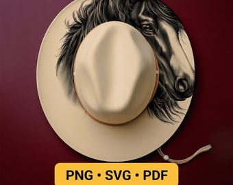 Horse Hat Burning Design, Pyrography Stencil Hat, Laser Engraving Design, Cowgirl Hat Burning Pattern, Wide Brim Hat Burning Template