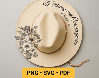Hat Engraving Design for Cowboy Hat, Bible Verse Hat Burning Stencil, Wide Brim Hat Burning Template, Cross and Rose Laser Pyrography Design