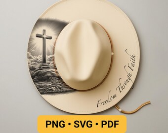 Hat Engraving Design for Cowboy Hat, Bible Verse Hat Burning Stencil, He is Risen Wide Brim Hat Burning Template, Cross Pyrography Design