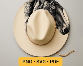 Horse Hat Burning Design, Pyrography Stencil Hat, Laser Engraving Design, Cowgirl Hat Burning Pattern, Wide Brim Hat Burning Template